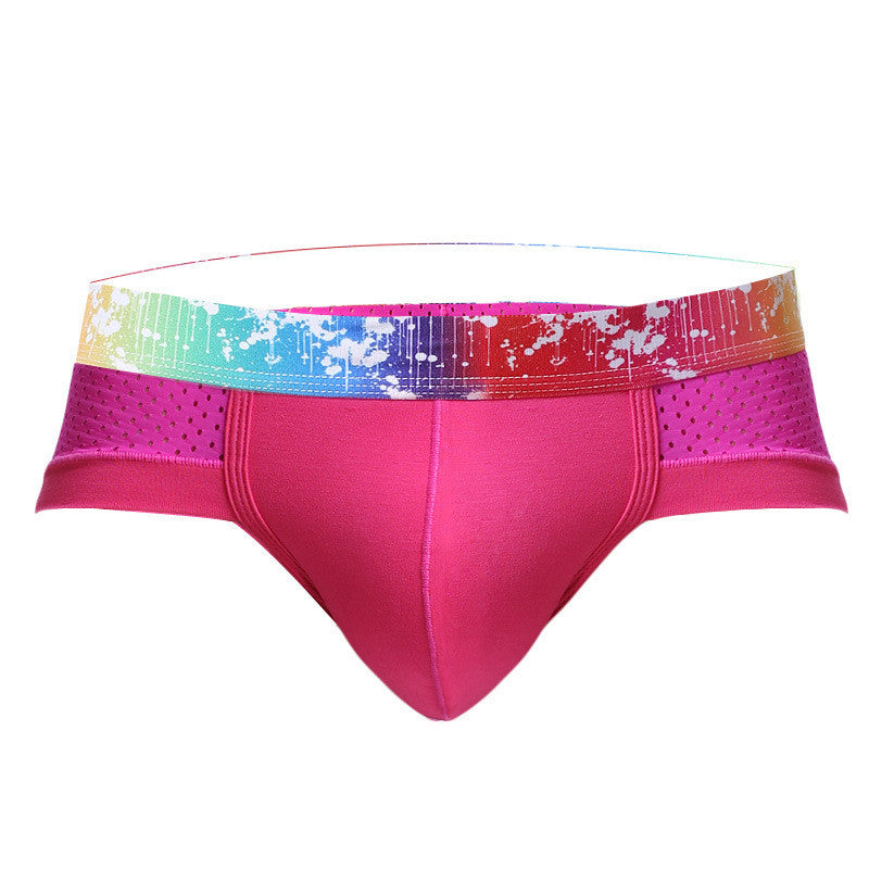 Men's Color-Edged Mesh Modal Low-Waist Fashionable Breathable Briefs