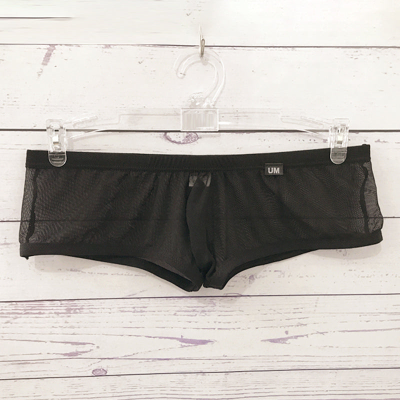 Low waist men's fully transparent mesh boxer briefs