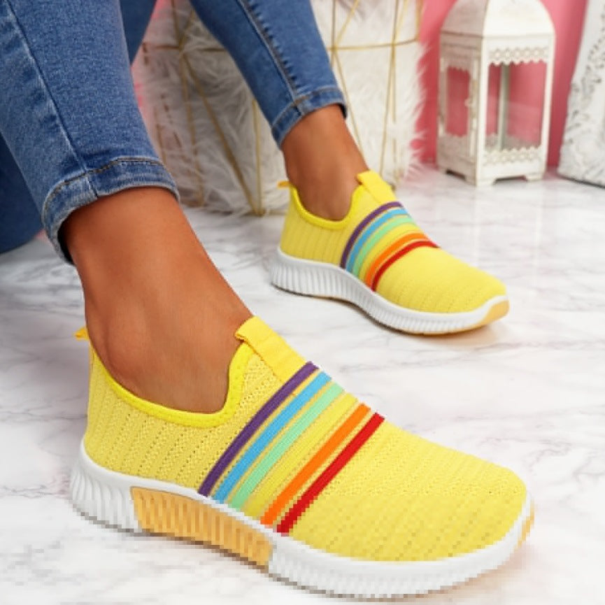 Flying netted rainbow sneaker shoes