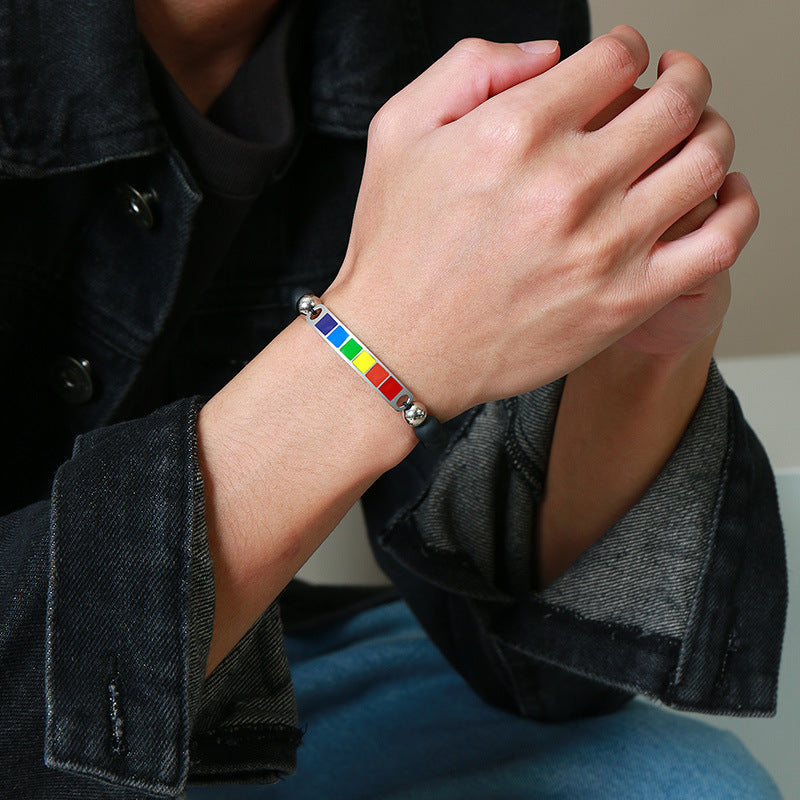 Jinshengfeng Jewelry Rainbow Beaded Agate Rainbow Bracelet