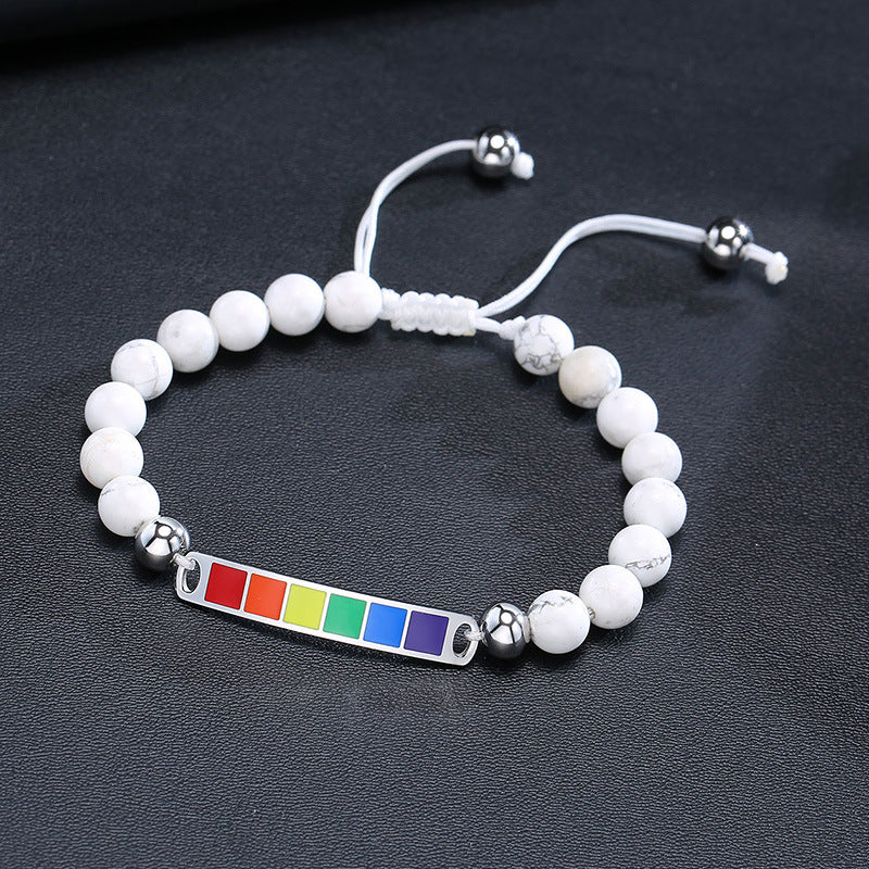 Jinshengfeng Jewelry Rainbow Beaded Agate Rainbow Bracelet