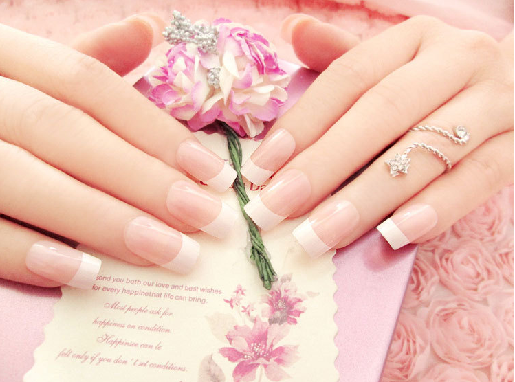 French long fake nail art