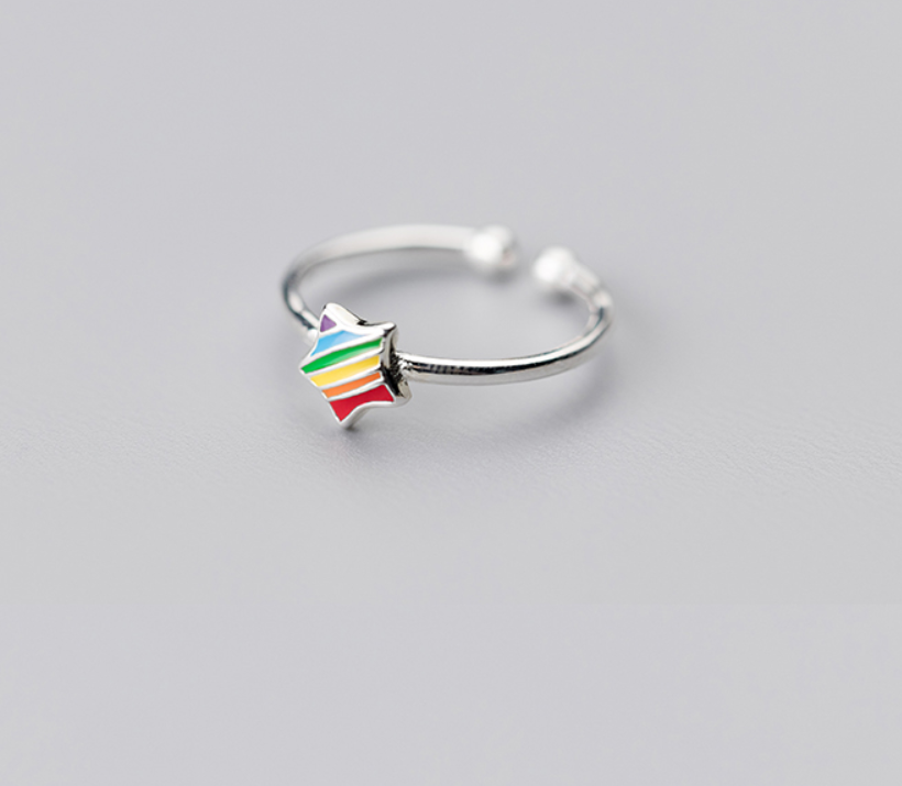 Rainbow Pentagram Ring