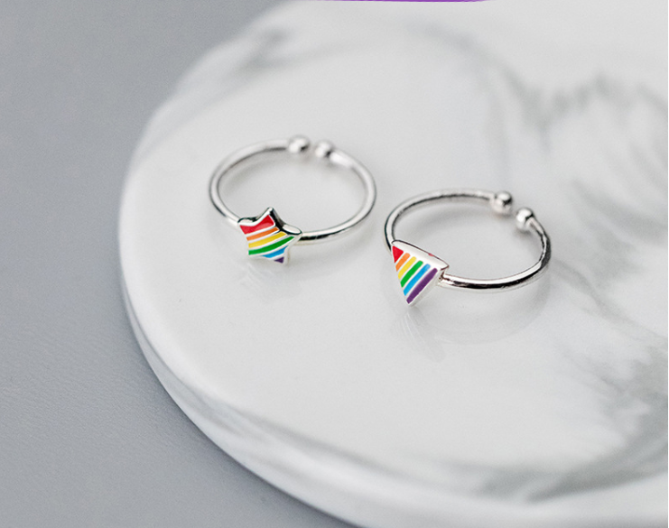 Rainbow Pentagram Ring
