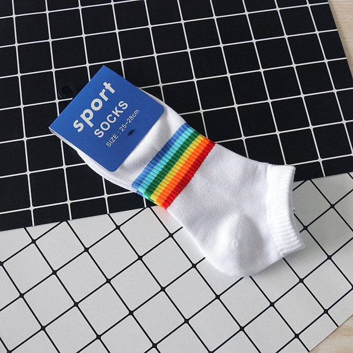 Rainbow striped casual socks