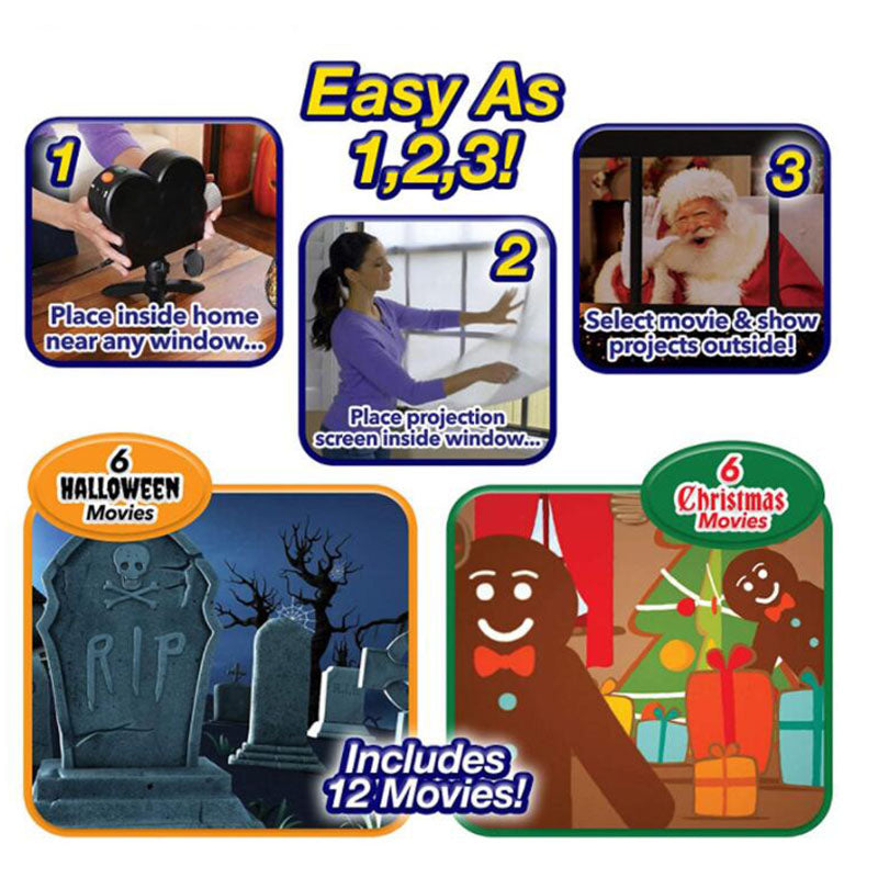 Halloween Window Laser LED Lights Display Home DJ Show Lights Christmas Spotlight Projector Movie Party Lights