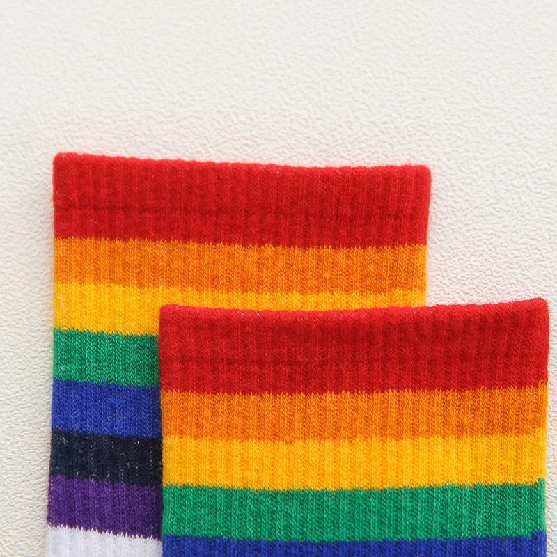 Instime Unisex Rainbow Stripes Mid Men Socks