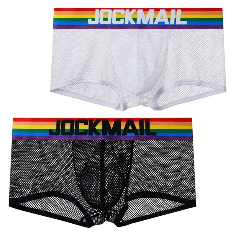 JOCKMAIL Sexy Men Underwear Briefs Cotton Breathable Male Underwear Cueca Tanga Pouch Mesh Underpants Slip Homme Calzoncillos