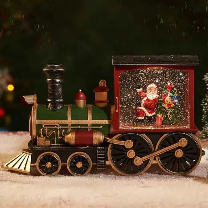 Santa Claus Snowman Christmas Gift Christmas Eve Box Train Crystal Ball Ornaments Table Music Box Decoration