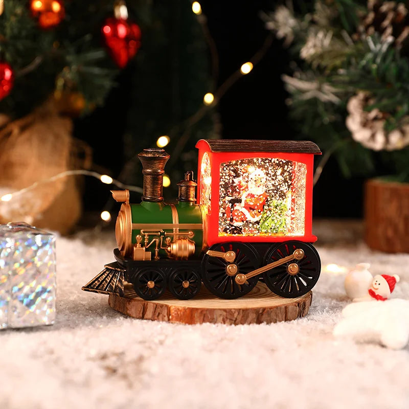 Santa Claus Snowman Christmas Gift Christmas Eve Box Train Crystal Ball Ornaments Table Music Box Decoration