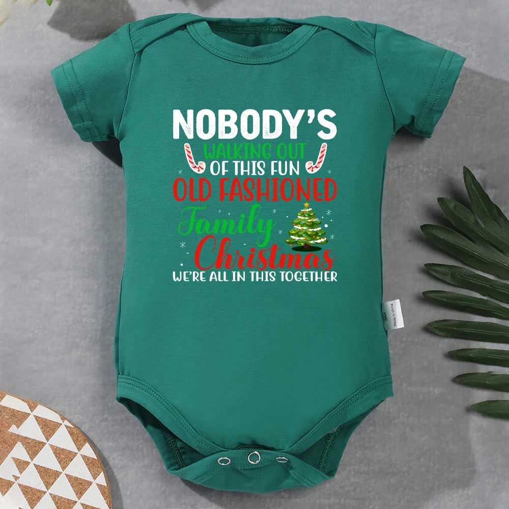 Funny Christmas Baby Onesies Short Sleeve Green Cotton Cozy Newborn Boy Girl Clothes Pajamas Fashion Festival Vibe Xmas Gift