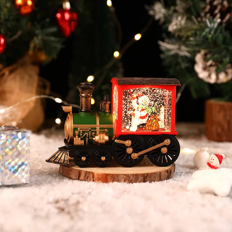 Santa Claus Snowman Christmas Gift Christmas Eve Box Train Crystal Ball Ornaments Table Music Box Decoration