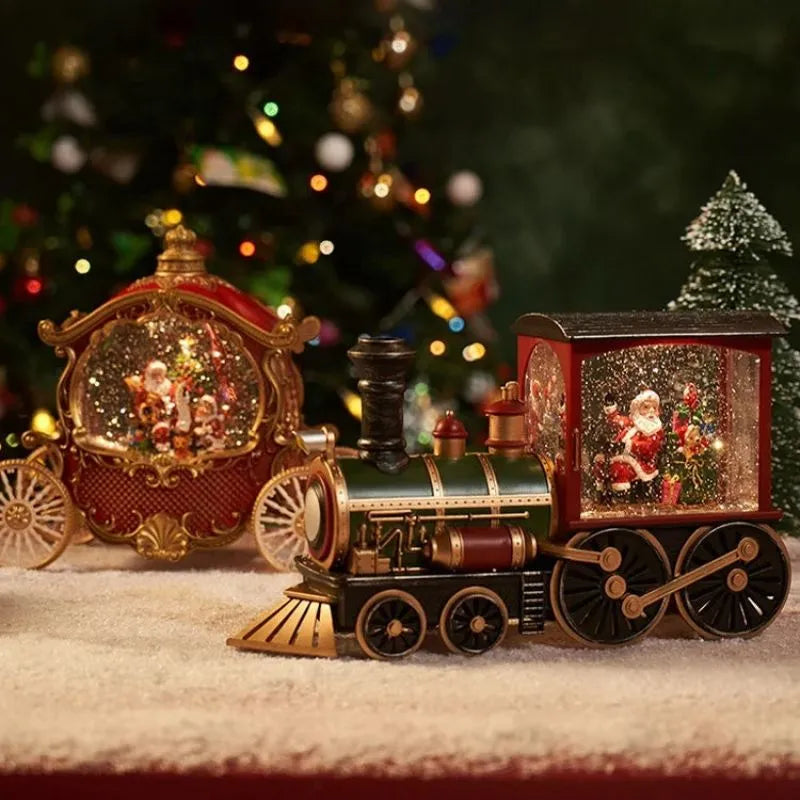 Santa Claus Snowman Christmas Gift Christmas Eve Box Train Crystal Ball Ornaments Table Music Box Decoration