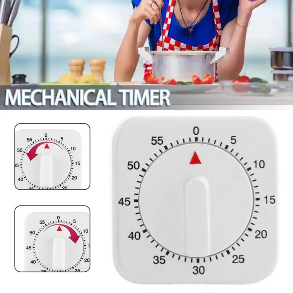 60 Minutes Mechanical Timer Kitchen Cooking Timer Count Down Silent Alarm Reminder For Kitchen Classroom Homework Office Timer