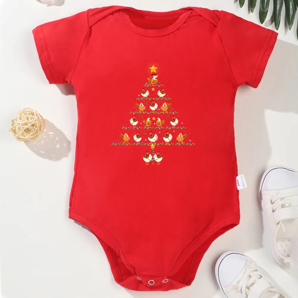 Funny Christmas Baby Onesies Short Sleeve Green Cotton Cozy Newborn Boy Girl Clothes Pajamas Fashion Festival Vibe Xmas Gift
