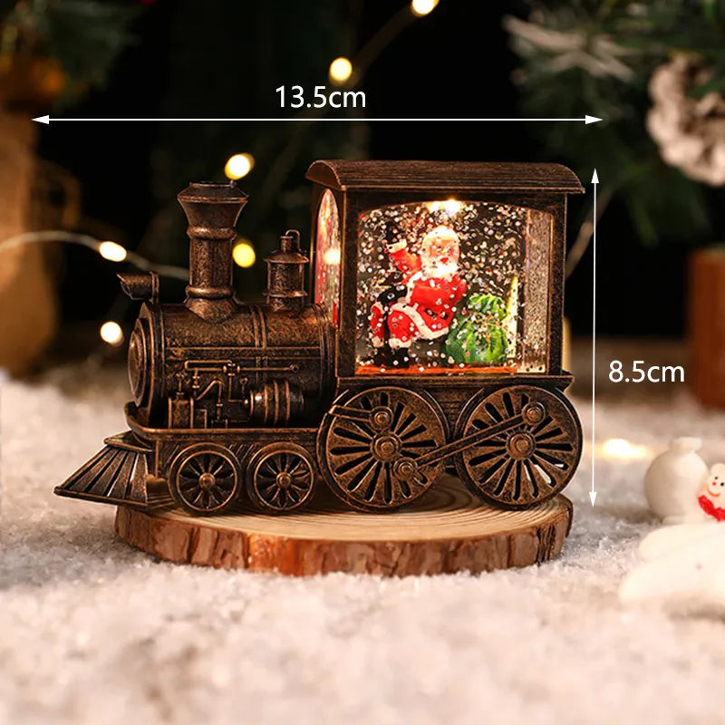 Santa Claus Snowman Christmas Gift Christmas Eve Box Train Crystal Ball Ornaments Table Music Box Decoration