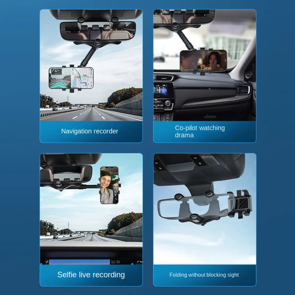 Universal Clip Rotatable and Retractable Car Phone Holder Rearview Mirror Driving Recorder Bracket DVR/GPS Mobile Phone Support