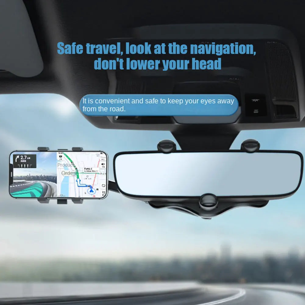 Universal Clip Rotatable and Retractable Car Phone Holder Rearview Mirror Driving Recorder Bracket DVR/GPS Mobile Phone Support