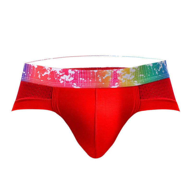 Men's Color-Edged Mesh Modal Low-Waist Fashionable Breathable Briefs