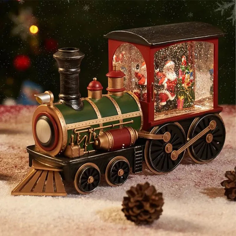 Santa Claus Snowman Christmas Gift Christmas Eve Box Train Crystal Ball Ornaments Table Music Box Decoration