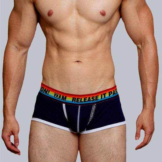 Boxers de ropa interior arcoíris de color sólido de cintura baja para hombre