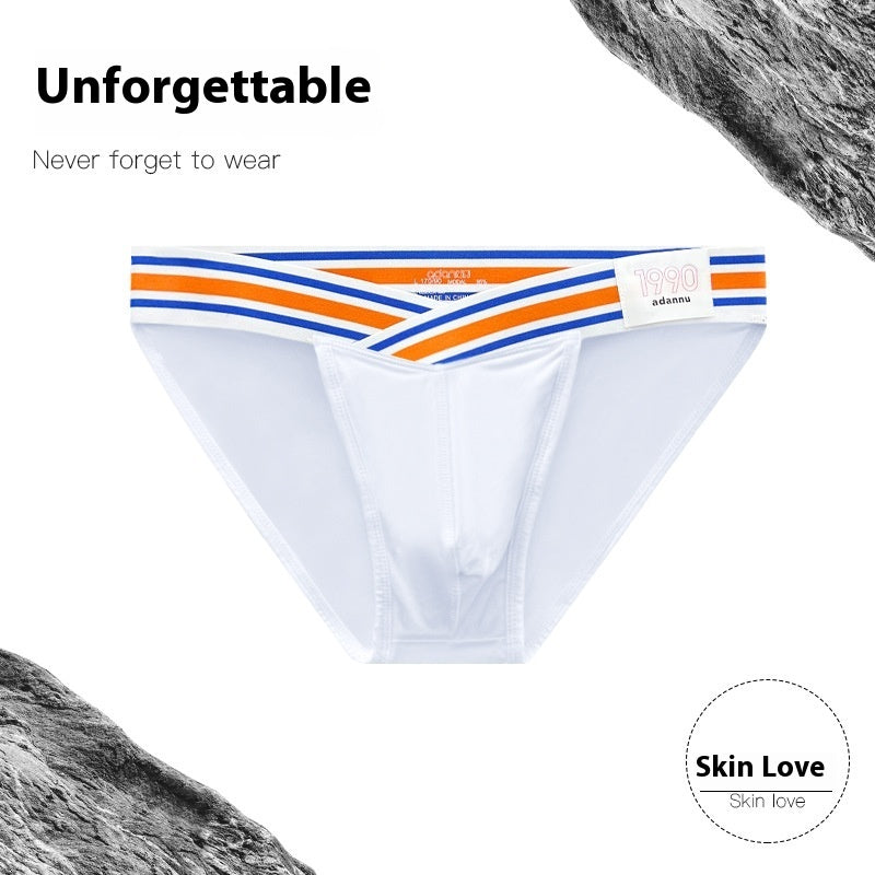 Solid Color High Fork Low Waist Briefs Full Package Hip Bulge