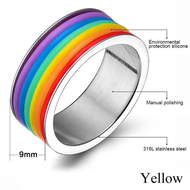 Stainless Steel Rainbow Ring