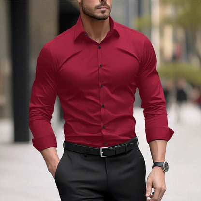 Men's Pigment Business Casual Long Sleeve Shirt