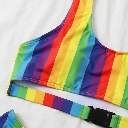 Damskie bikini z rozcięciem Rainbow Bar