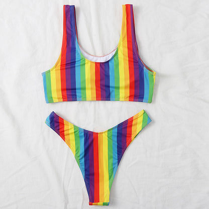 Damskie bikini z rozcięciem Rainbow Bar