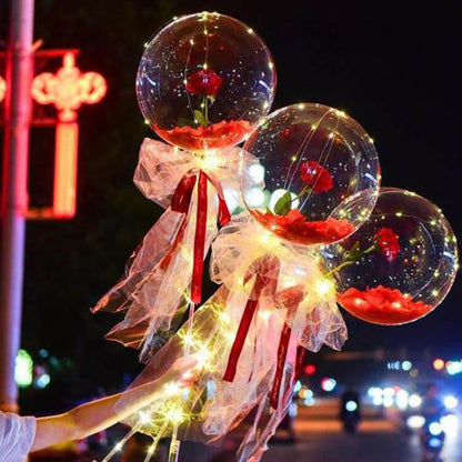 Globo luminoso LED Ramo de rosas Bola Bobo transparente Rosa