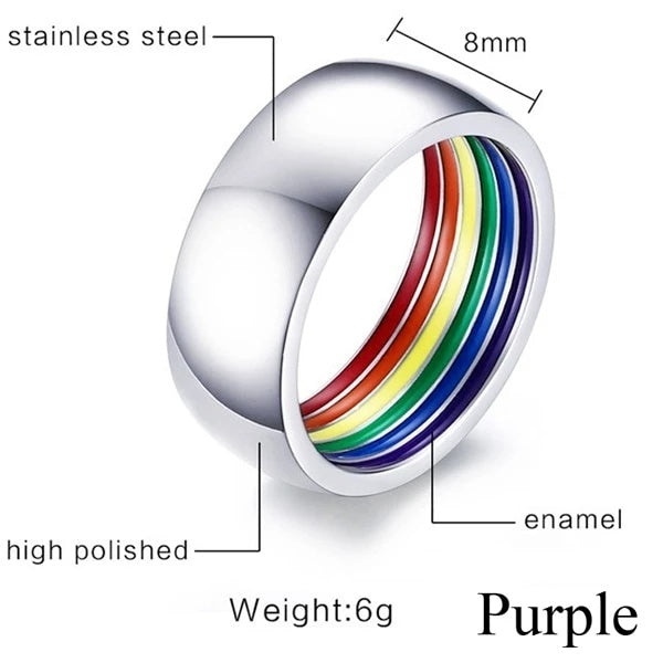 Stainless Steel Rainbow Ring