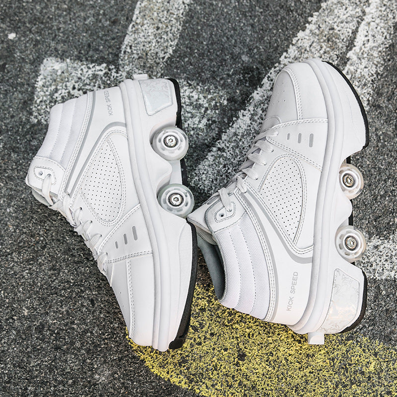 Double row roller skates