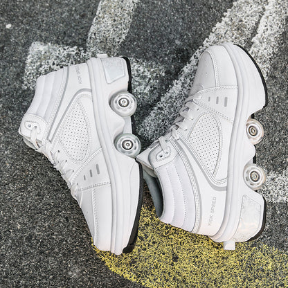 Double row roller skates