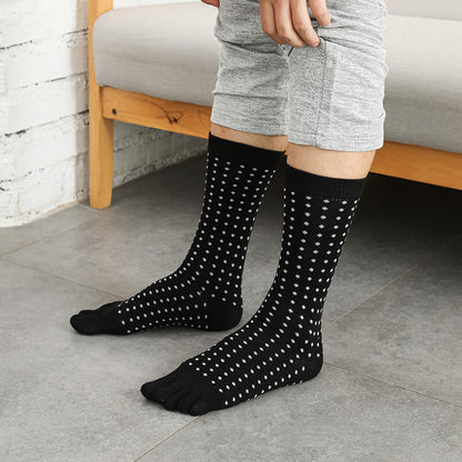 Calcetines de color sólido con barra vertical de punto pequeño en forma de diamante y punta alta para hombres de negocios