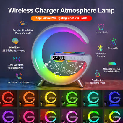 2023 nowa inteligentna lampa LED w kształcie litery G Bluetooth Speake bezprzewodowa ładowarka lampa nastrojowa kontrola aplikacji do wystroju wnętrz do sypialni