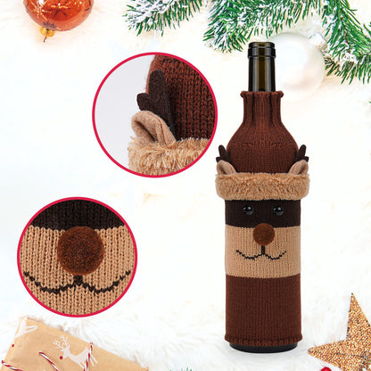 Christmas Decorations Elk Brushed Wine Bottle Cover Christmas Restaurant Party Decorations