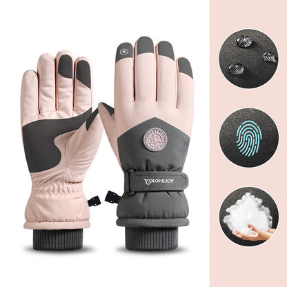 Snowflake Cartoon Print Gloves Winter Touchscreen Waterproof Windproof Warm Gloves For Cycling Fishing Skiing