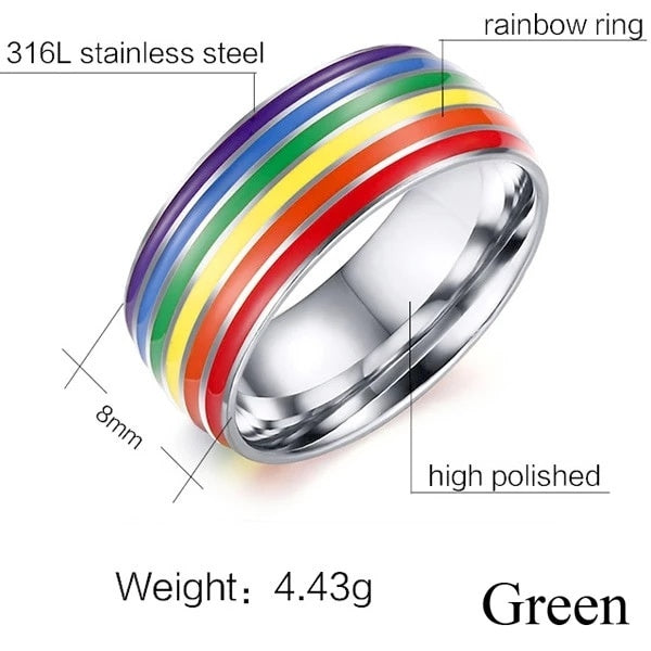 Stainless Steel Rainbow Ring