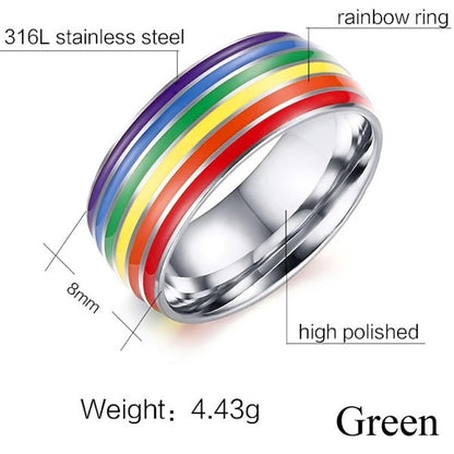 Stainless Steel Rainbow Ring