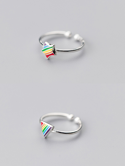 Anillo Pentagrama Arco Iris