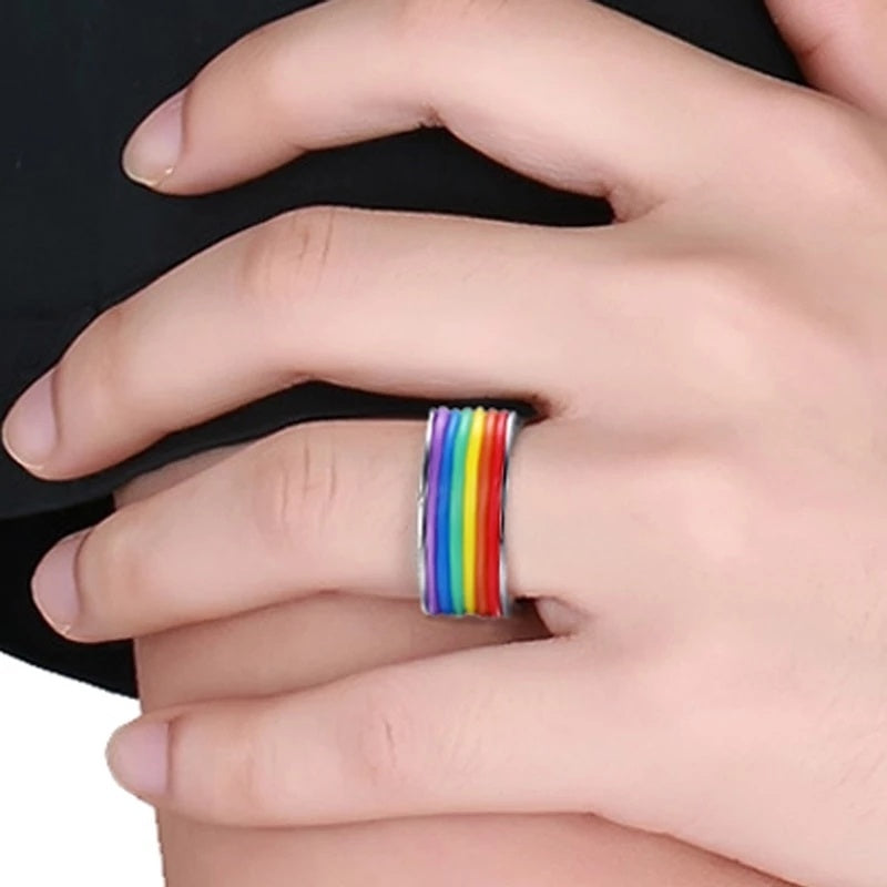 Stainless Steel Rainbow Ring