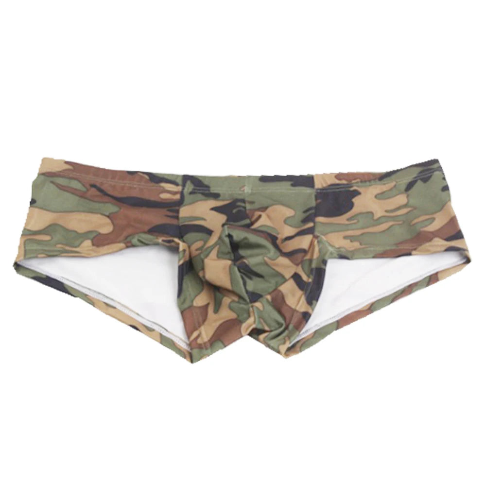 Ropa interior de camuflaje transpirable para hombre, Boxers cortos de cintura baja, calzoncillos pequeños, Boxer Jocky, Micro tangas, novedad de 2021