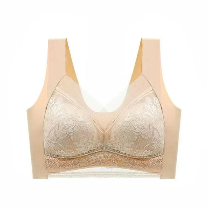 L-5XL Women Large Bra Push Up Ice Silk Seamless upper Bralette Lace Wireless Summer Bras Plus Size Top Lingerie Underwear 15019