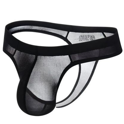 Ropa interior sexi para hombre, Panochas, suspensorio, Cueca Tangas, Bikini para hombre, breve seda de hielo transparente 