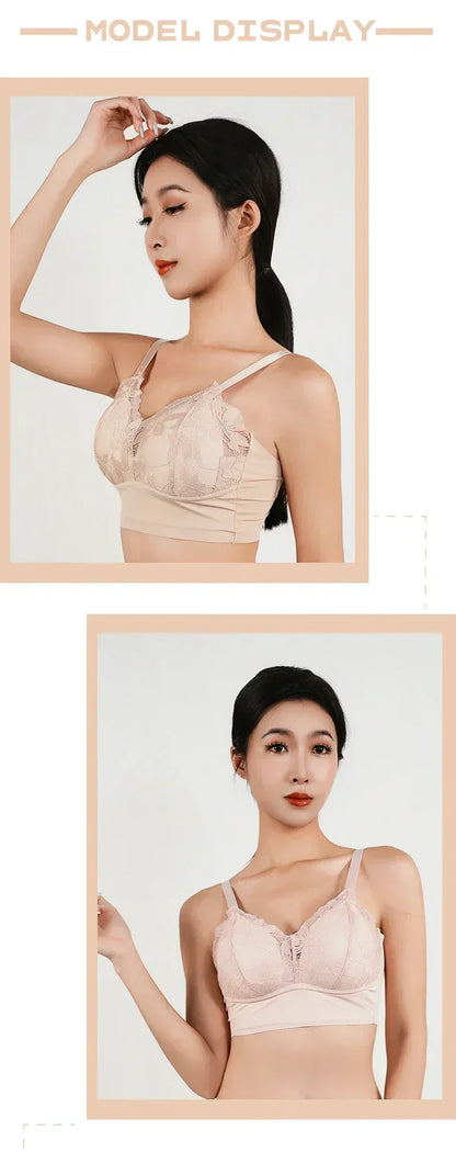 Hot Full Cup Thin Underwear Small Bra Plus Size Wireless Adjustable Lace Women's Bra Breast Cover B C Cup Large Size Lace Bras