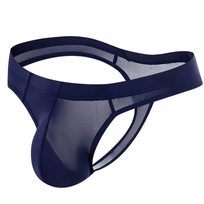 Ropa interior sexi para hombre, Panochas, suspensorio, Cueca Tangas, Bikini para hombre, breve seda de hielo transparente 