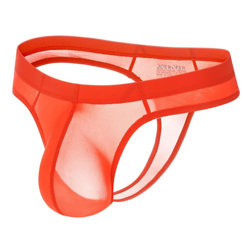 Ropa interior sexi para hombre, Panochas, suspensorio, Cueca Tangas, Bikini para hombre, breve seda de hielo transparente 