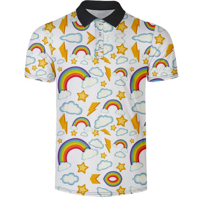 Men's Polo Men's Shirt Short Sleeve Polo Shirt 3D rainbow printed Polo new summer street casual fashion men's top