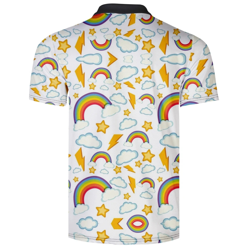 Men's Polo Men's Shirt Short Sleeve Polo Shirt 3D rainbow printed Polo new summer street casual fashion men's top